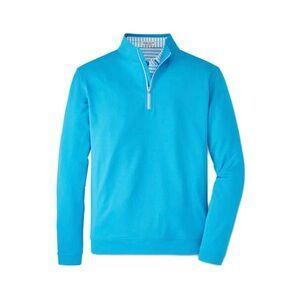 Peter Millar Caribbean Blue Perth Melange Quarter-Zip MF23EK40B Golf Pullover